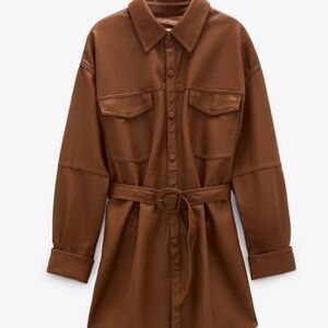 Zara faux leather belted shirt